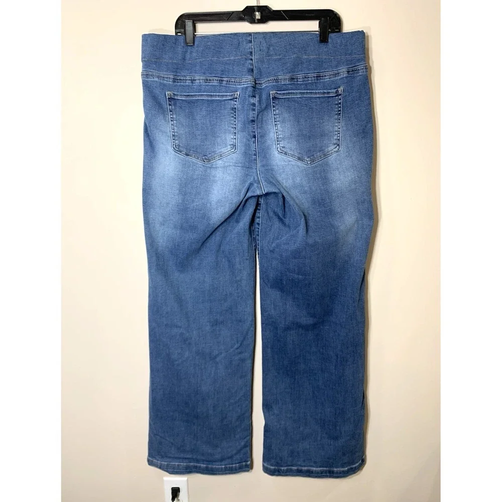NYDJ Jeans Womens 14W Blue 37.5X32 Pull On Stretch Wide Leg High Rise Denim - Picture 6 of 9